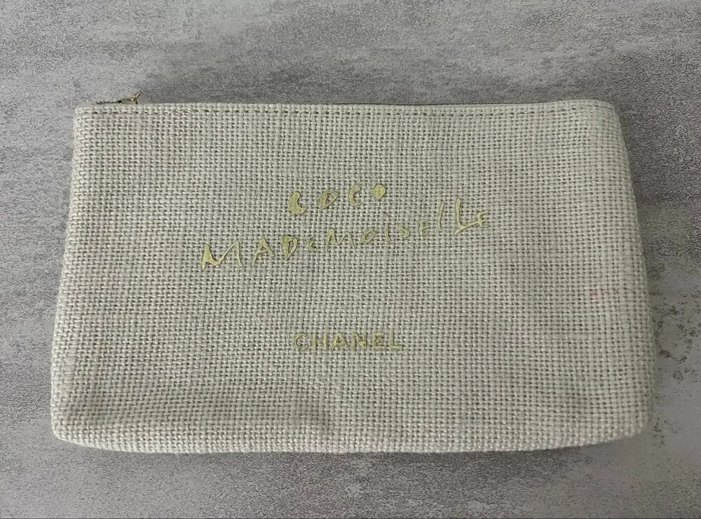 Chanel Coco Mademoiselle Makeup GoldPouch Bag GWP Zipper Closure